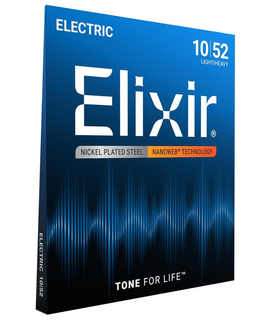Elixir NANOWEB Light Heavy Electric Guitar Set of 2 Strings, .010-.052, #12077,