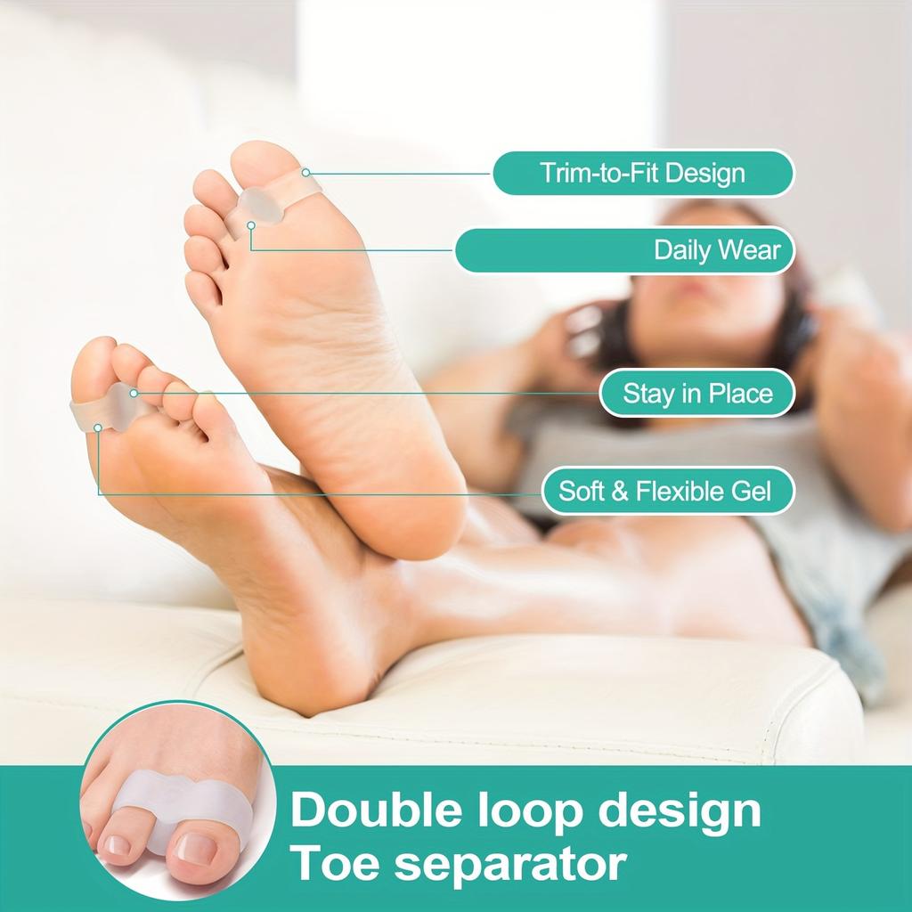 Soft Gel Toe Separators For Men And Women, Big Toe Spacer Cushion Pads