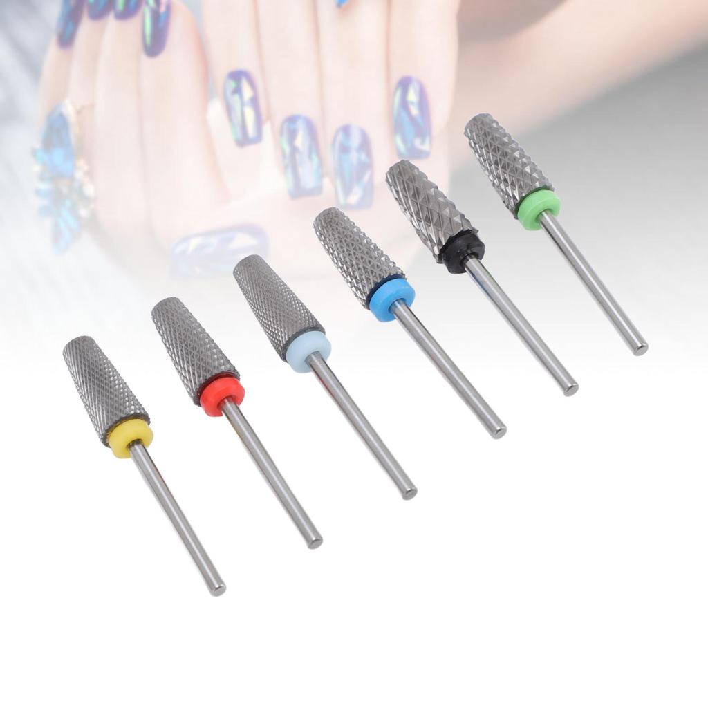 Набор из 6 шт. профессиональных сверл для ногтей из карбида вольфрама для электрической дрели для ногтей