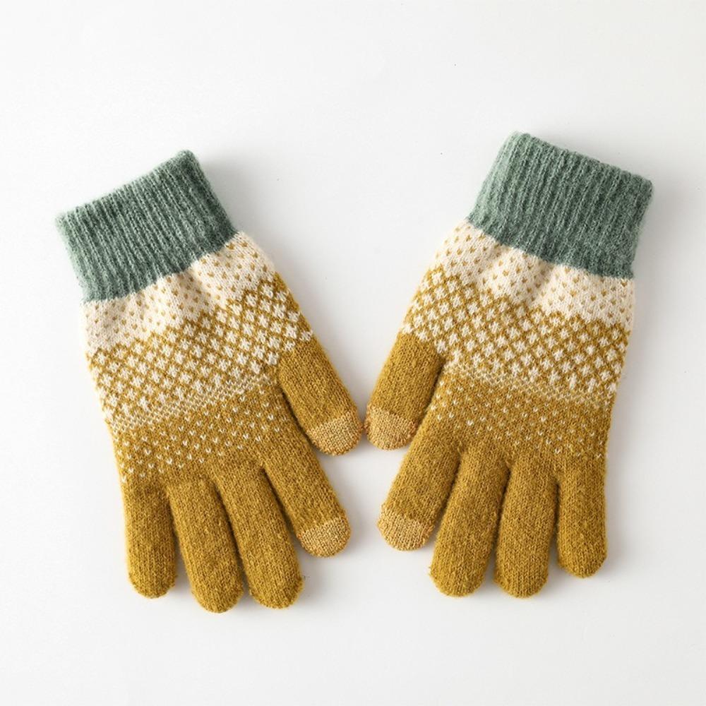 Windproof Touch Screen Gloves Thickened Wool Gloves Fashion Winter Knitted Gloves for Men Women
