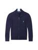 Men's Slim Fit Stand Collar Cardigan Sweater with Small Horse Logo - Spring & Autumn Long Sleeve Knitwear