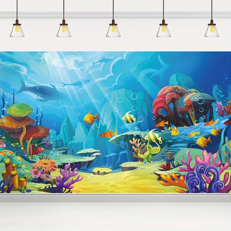 2D Подводный Мир Фон Мультяшные Рыбки Коралловый Риф Фото Фон