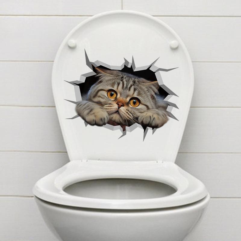 1pc Beautiful Lotus Butterfly Toilet Sticker Bathroom Toilet Cover Decorative Sticker Waterproof Self Adhesive