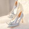 2025 Новые Весенне-Осенние Свадебные Туфли для Невесты, Туфли-Лодочки на Высоком Каблуке в Форме Страза, Женские Туфли-Шпильки с Кристаллами