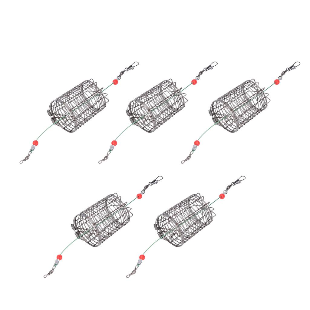 5Pcs Fishing Bait Cages Lure Cage Stainless Steel Fishing Trap Basket Feeder Holder M