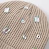 Punk-style Pullover Knit Cap Rhinestone-embellished Rhinestone-adorned Hat Skull Cap  Winter