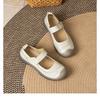 Johnature Genuine Leather Soft Soled Flat Shoes Retro Round Toe Shallow Versatile Comfortable Women's Shoes