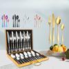 Stainless Steel Knife, Fork and Spoon Tableware Western Food/Steak Knife, Fork and Spoon Gift Box Golden Wooden Box Gift Tableware