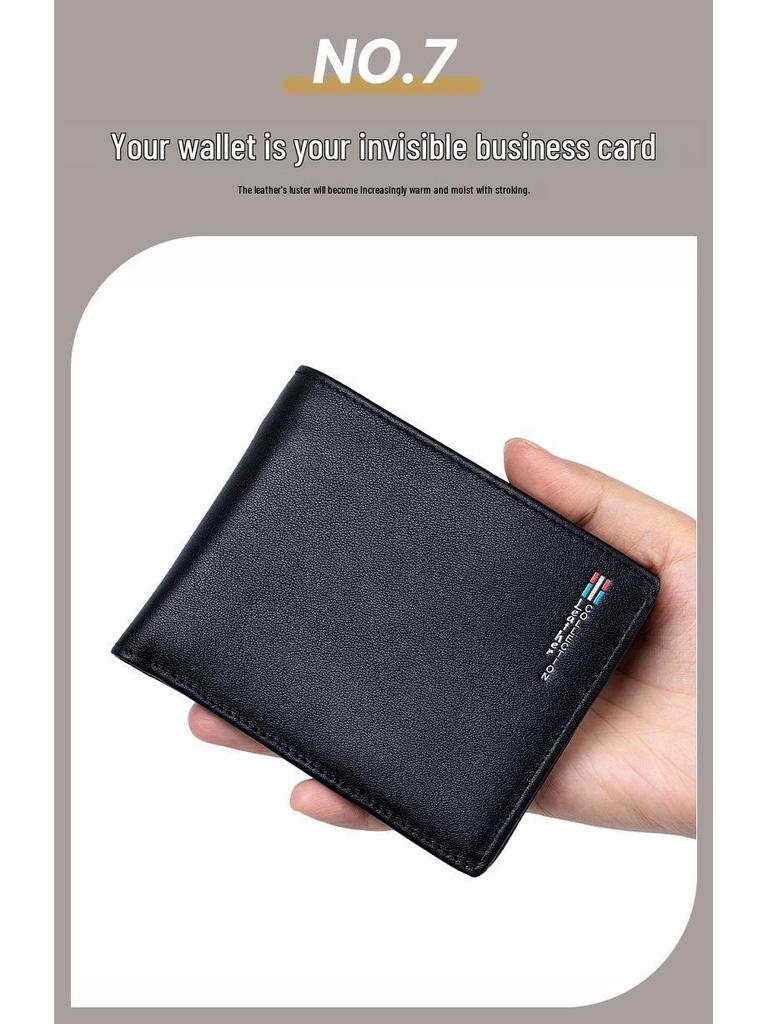 Новый мужской кожаный кошелек - Короткий кошелек из коровьей кожи высшего слоя, Зажим для денег, Подарок для отца, мужа или парня