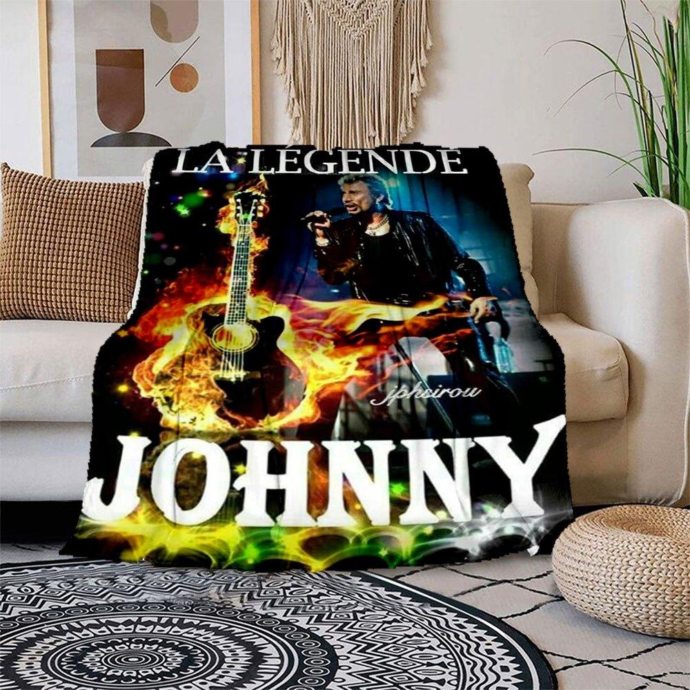"La Légende Johnny: Fire & Passion Concert Poster"Blanket Flannel Throw Blanket for Sofa, Bed, Travel, Camping, Office, Couch, Chair, And Be