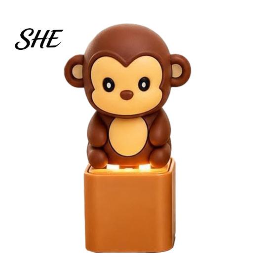 Mechanical Keyboard Fidget Toy Animal with Light Sound, Rechargeable Cow Goat Quiet Clicking Monkey Pigeon Finger Clicker, Push Button Decompression