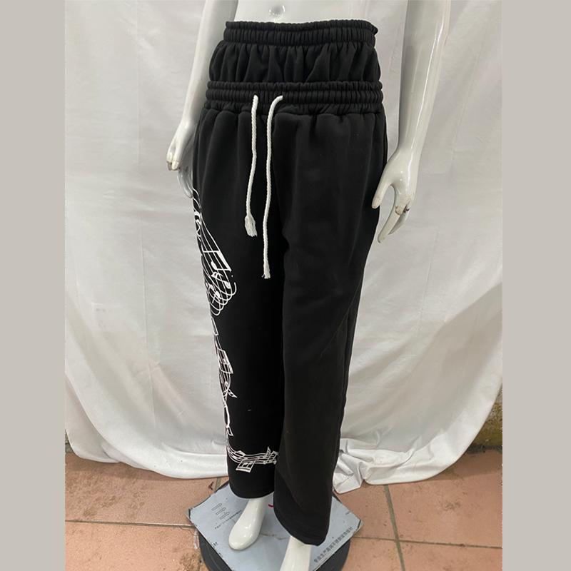 Европейские и американские ретро уличные спортивные штаны с принтом граффити