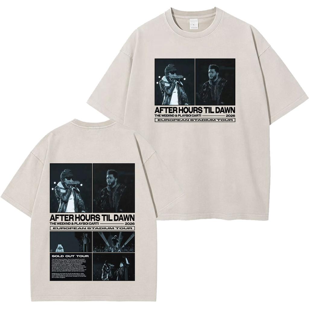 The Weeknd After Hours Til Dawn Tour 2026 Merch Vintage Washed T Shirt Men Women Fashion High Quality Hiphop Cotton Tshirts
