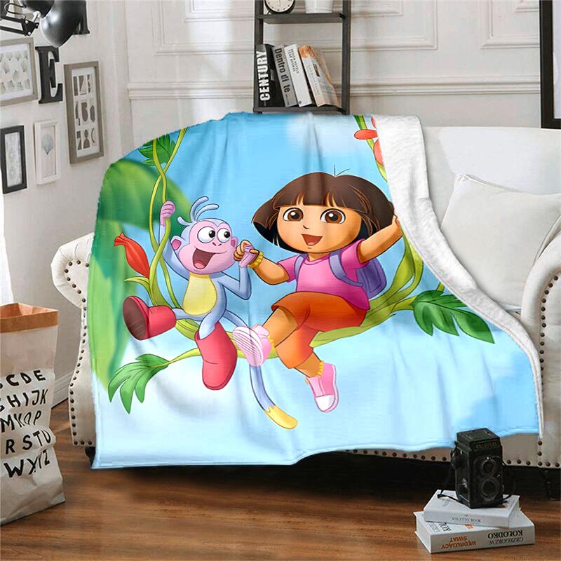 1pc Blanket D-Doras The Explorer Print Design, Lightweight Blanket for Sofa, Bed- Soft &Warm, Gift for All Seasons like Christmas, Halloween