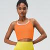 Women's Color Blocked Shockproof Sports Bra One Piece Summer Yoga Running Fitness Cross Back Vest