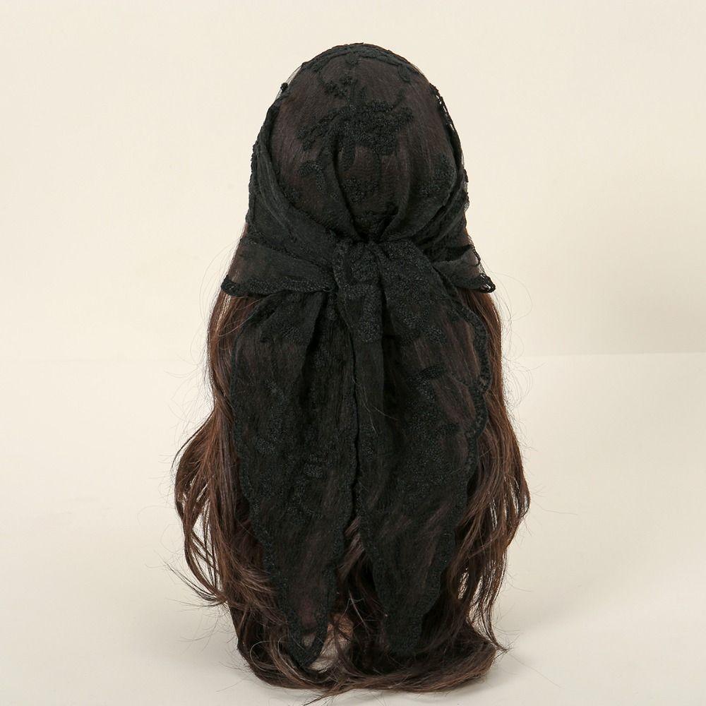 Ажурный платок бандана однотонный кружевной носовой платокChiefs новый кружевной шарф для женщин