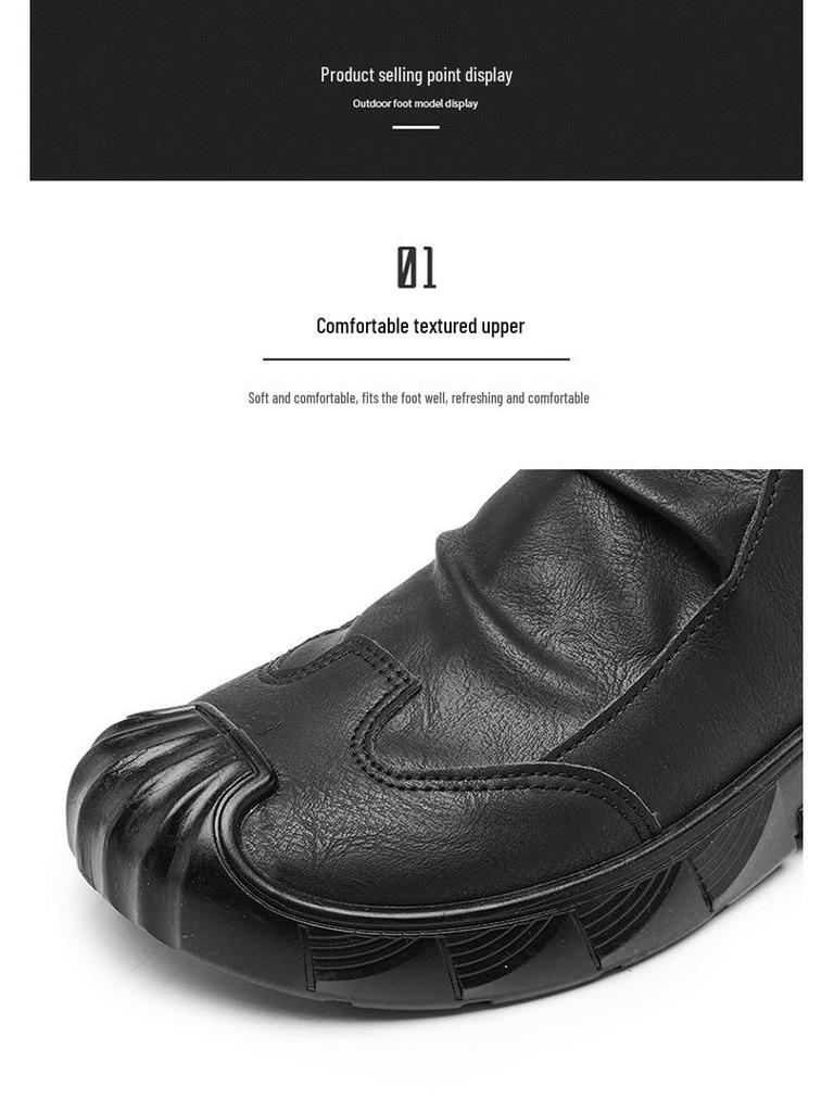 Men's Black Non-Slip Velvet Martin Boots - Wear-Resistant, Comfortable, and Stylish for Autumn/Winter