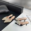 Baotou Fairy Rhinestone Pearl Sandals Summer New Pointed Thin Heel High Heel Sandals Large Size 35-42