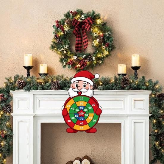 Дартс-мишень Деда Мороза с 12 липкими шариками и 12 дротиками Большие рождественские игры для семьи, детей, взрослых, для вечеринок