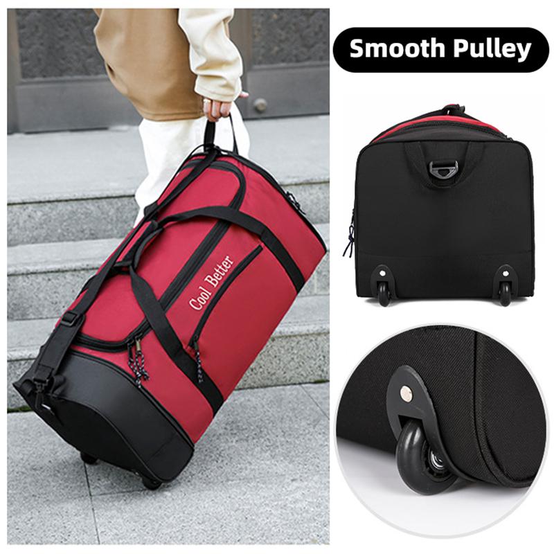 Вместительная складная дорожная сумка на колесах для мужчин и женщин, сумка-буксир, сумка для багажа, сумка для фитнеса, сумка через плечо, сумка через плечо