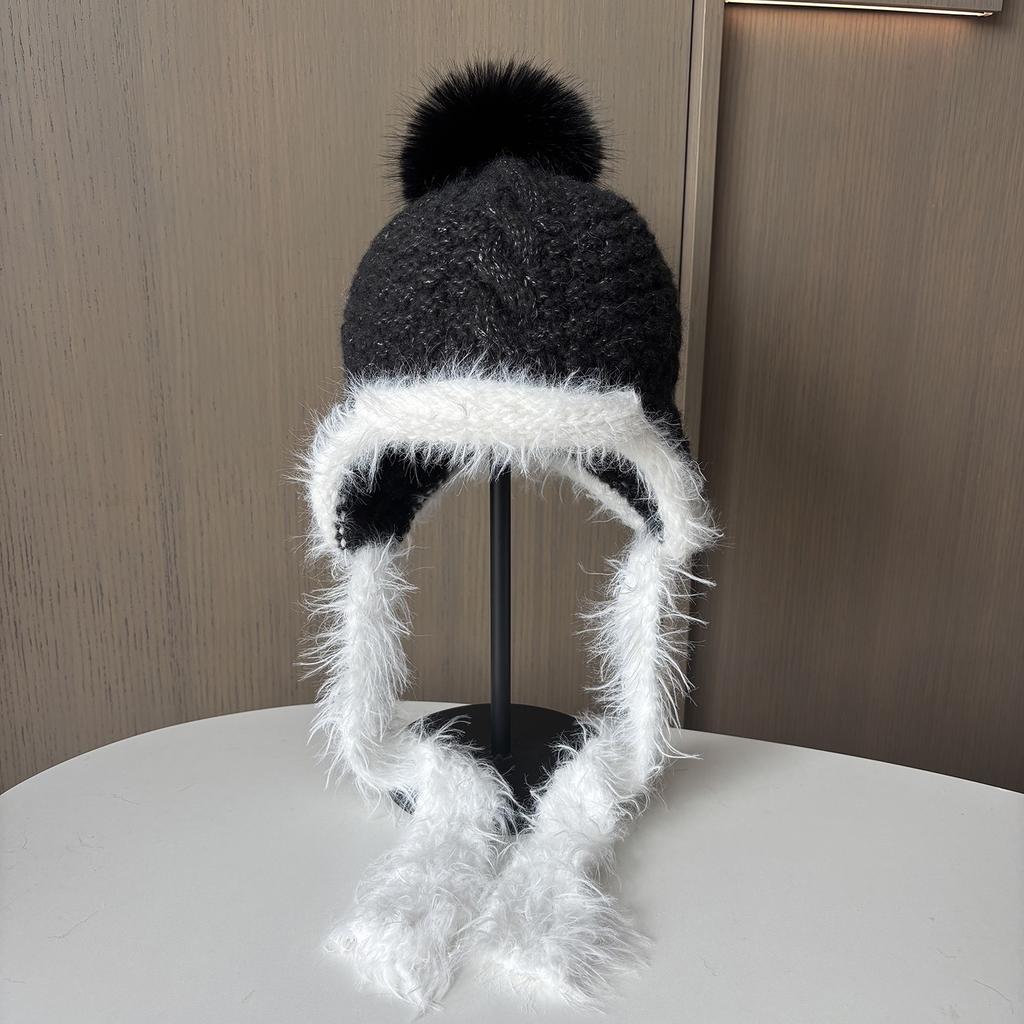 Autumn and winter atmosphere warm plush knitted hat female ins blogger fashion age-reducing ear protector wool hat