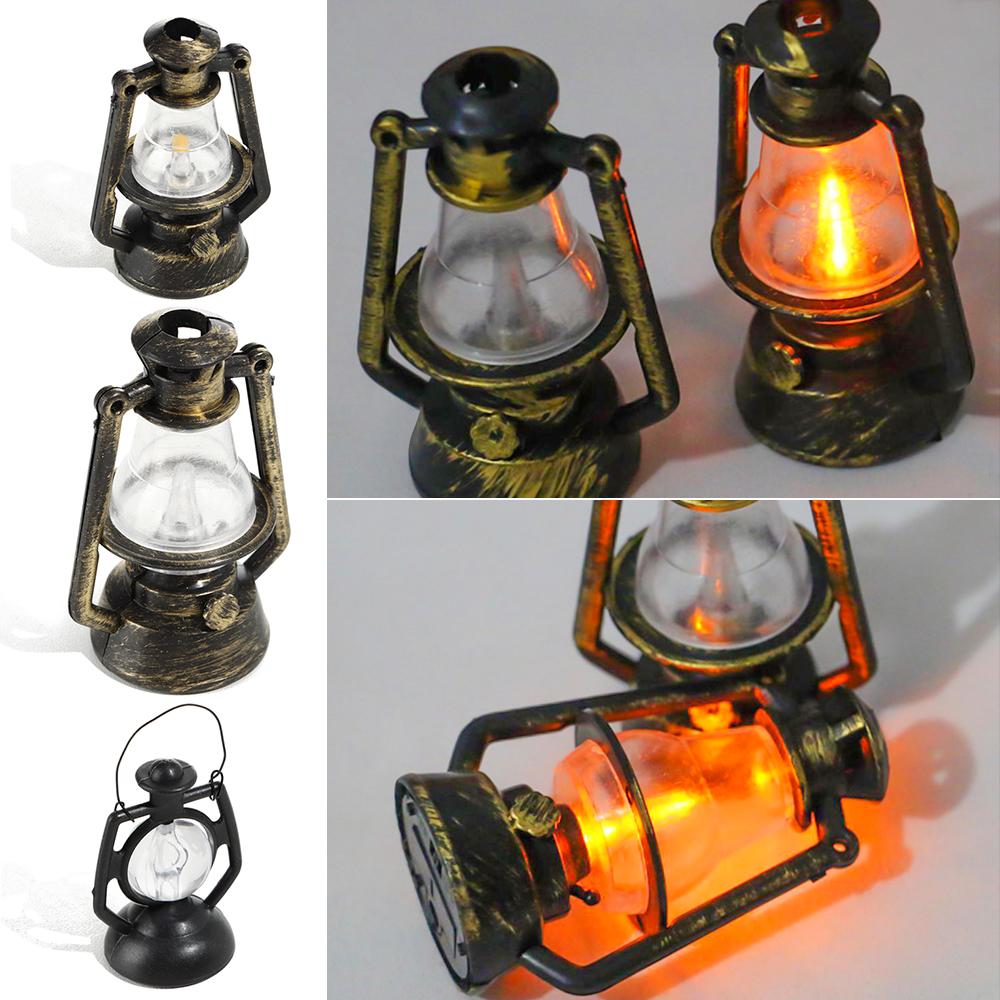 Pretend Play Miniature Oil Lamp Mini Kerosene Lantern Dollhouse Accessories Scene Ornaments
