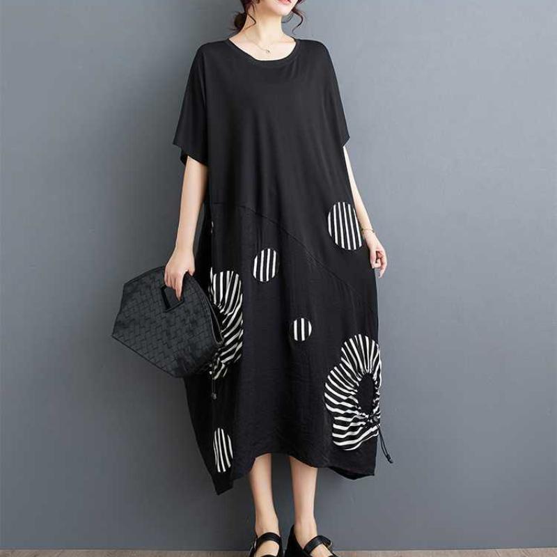 Свободное платье в стиле вестерн пэчворк средней длины, художественное, в стиле ретро