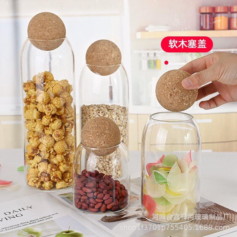 Стеклянная банка для хранения с пробковой крышкой для кофейных зерен, чая и многого другого
