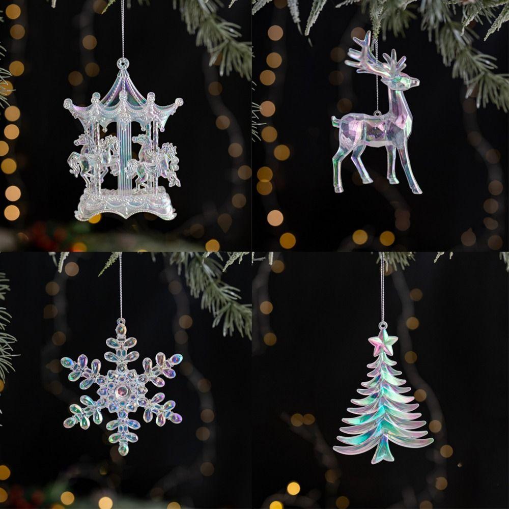 Transparent Christmas Crystal Pendants Acrylic Hanging Ornaments  Navidad Noel