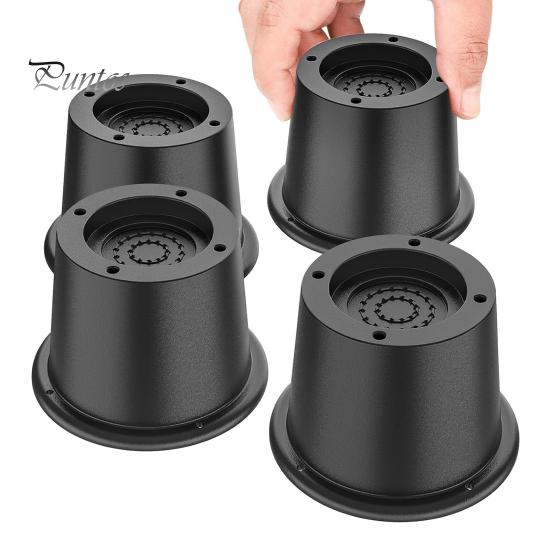 4Pcs Adjustable Round Bed Risers Circle Furniture Risers 3300 Lbs Capacity Non-Slip Design Chair Table Desk Legs Lifting Risers