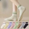 Female Spring and Autumn Striped Sweat Absorbent Breathable Boneless Sports In Tube Cotton Socks