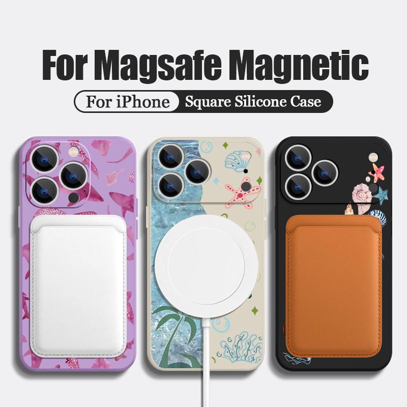 Чехол для iPhone 17 Pro Max с рисунком Акула Кит Морские обитатели Магнитный для Magsafe Мягкий чехол для iPhone 16 15 14 13 Pro Max 17E 16E
