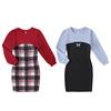 Kids Girls' Pullover and Camisole Dress Set Long Sleeved Short Top and Sleeveless Dress Two-piece Set