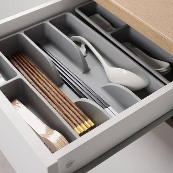 Cutlery Storage Box Classification Organization Large Capacity Multi Compartments Tableware Tray Fork Chopsticks Spoon Drawer Tableware Organizer