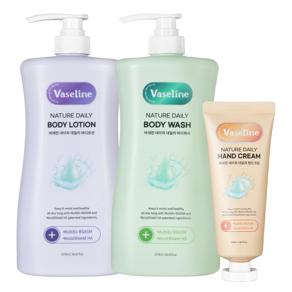 Vaseline Nature Daily Body Lotion Body Wash (2 x 1078ml) + Free Gift (2 x 60ml Hand Cream)