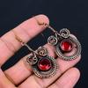 Garnet Gemstone Handmade Pure Copper Wire Wrapped Amazing Jewelry Earring
