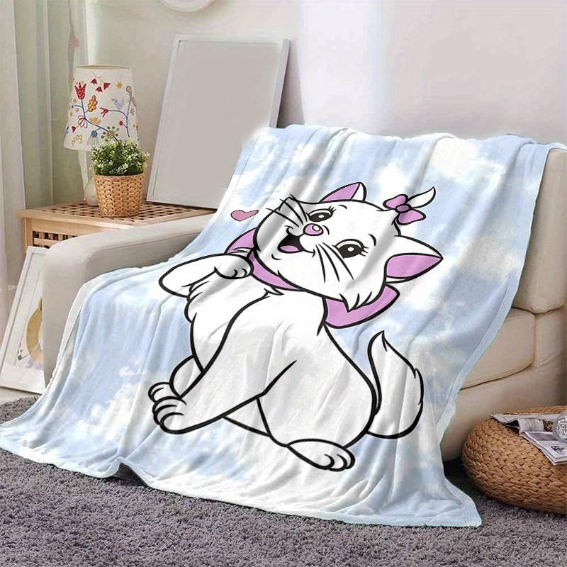 1PC Cute Cartoon Marie Cat Design Blanket, Seasonal Universal, Home Decoration, Throw Blanket, Soft Flannel Throw Blanket, Versatile & Cozy for Bedroo