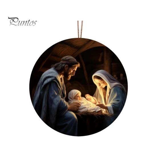 Nativity Scene Ornaments Acrylic Flat Hanging Pendant Keepsake The Birth of Jesus Decor for Christmas Tree Party Car Wall Door