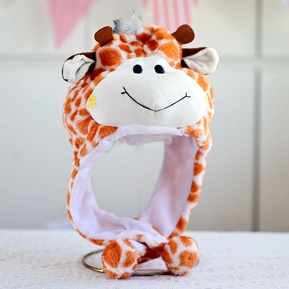 Animal Plush Moving Hat Cartoon Movable Ears Airbag Cap Animal Hat Headgear Kids Adult Gifts