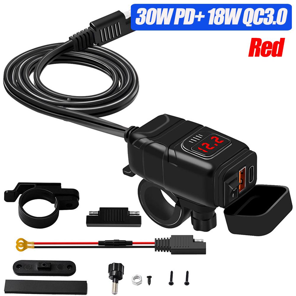 USB-зарядное устройство для мотоцикла, QC3.0 PD, быстрая зарядка, USB-адаптер, адаптер 12 В с вольтметром, аксессуары для мотоциклов