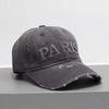 Retro old denim baseball cap autumn and winter letter ripped cap unisex wide brim shade