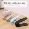 Adjustable Double-Layer Shoe Rack - Space-Saving Plastic Holder for Home and Living Room Storage