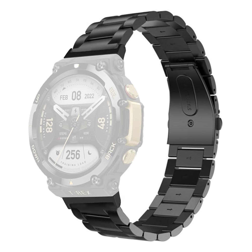 Для Huami Amazfit T-Rex 2 Ремешок для часов из нержавеющей стали Складная застежка Браслет из трех звеньев