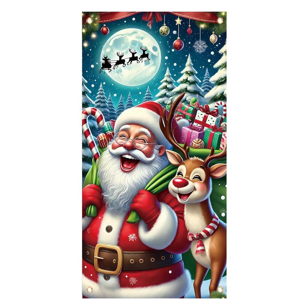 Door Hanging Christmas Door Banner Background Holiday Props Door Curtain Atmosphere Arrangement Old Man Snowman Door Banner