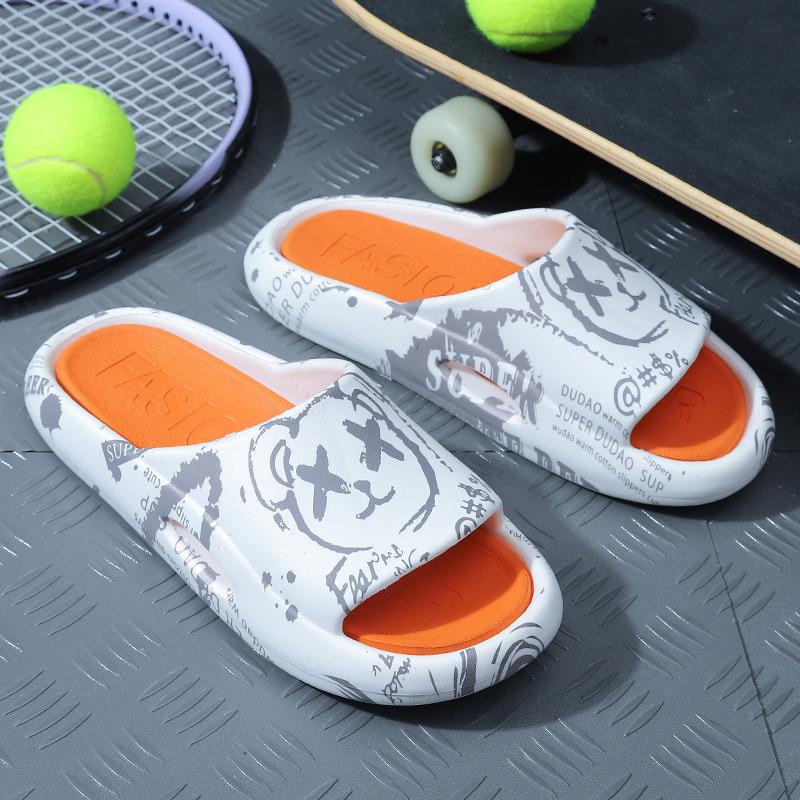 New Men's Cartoon Slippers: Summer Soft Bottom, Trendy Outdoor Wear, and Bathroom Sandals for Couples