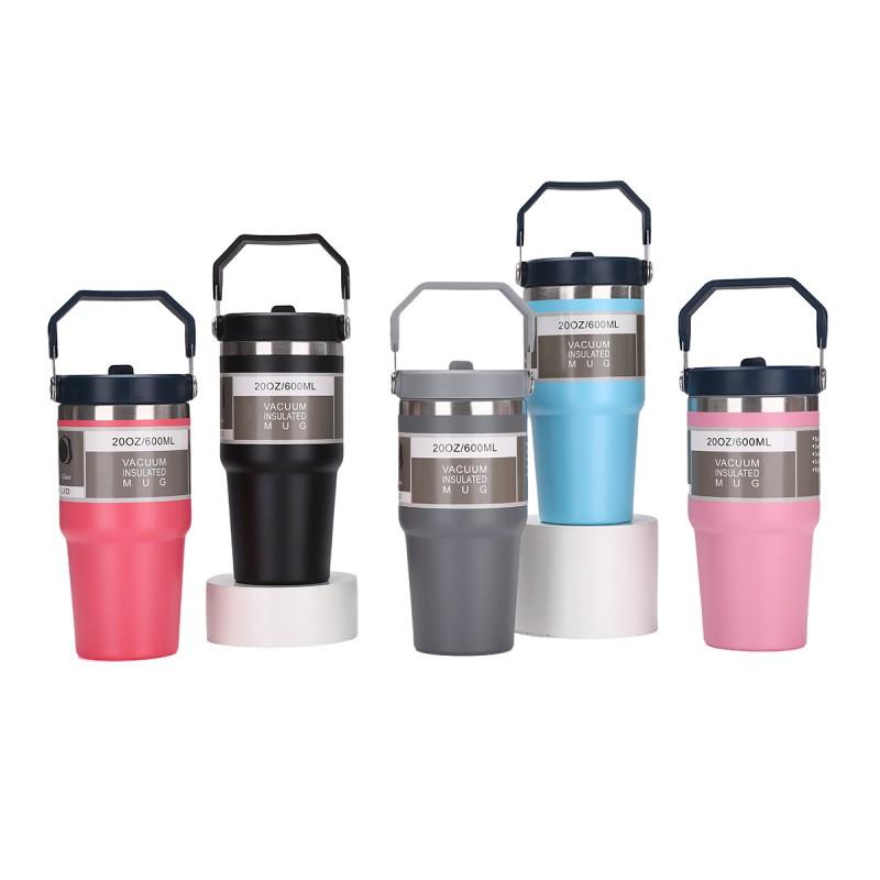 20oz Stainless Steel Vacuum Insulated Travel Mug With Straw Lid Car Office Outdoor Use