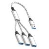 USB OTG Кабель с 3 USB-портами Расширение Подключений Плетеный Шнур Легкая Установка Идеально для Внешнего Жесткого Диска Принтеров