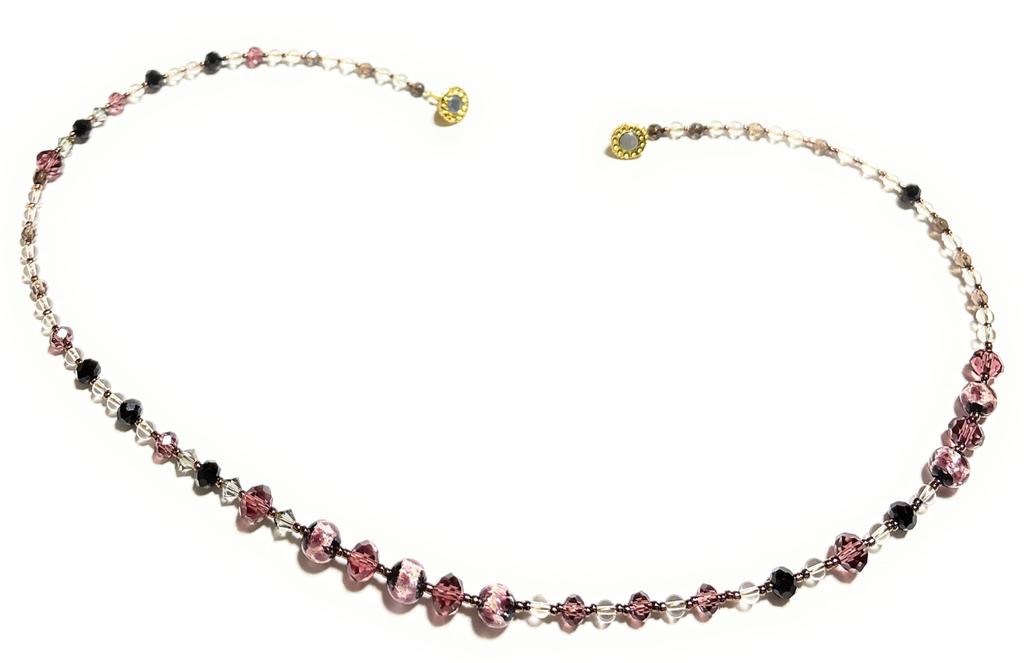 Ожерелье из натурального камня Светится в темноте Бокал светлячка Аура шампанского Бусины из дымчатого кварца 21 г Магнитная застежка Сделано в Японии [Malline Marine]