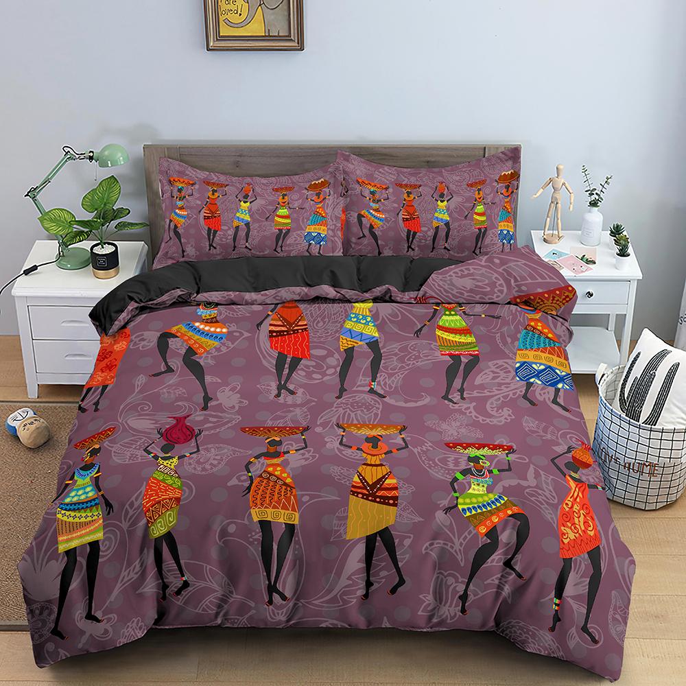 Egyptian Bedding Set Ancient Egypt Civilization Duvet Cover Characters Bedclothes 2/3PCS African Tribe Quilt Cover