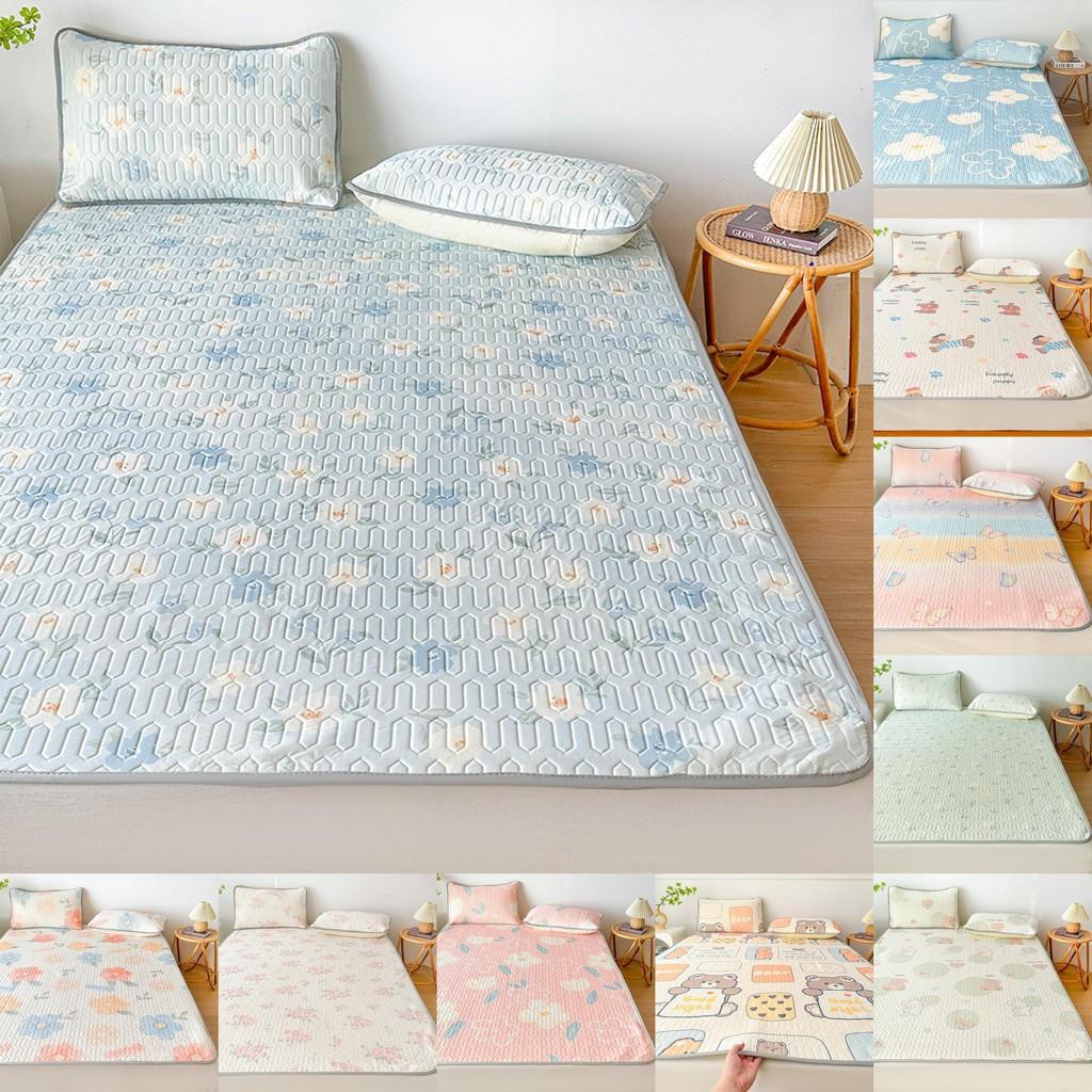 Summertime Bear Butterfly Dog Flower Patternlatex Bed Mat With Waterproof Print Material And Soft Pillowcases